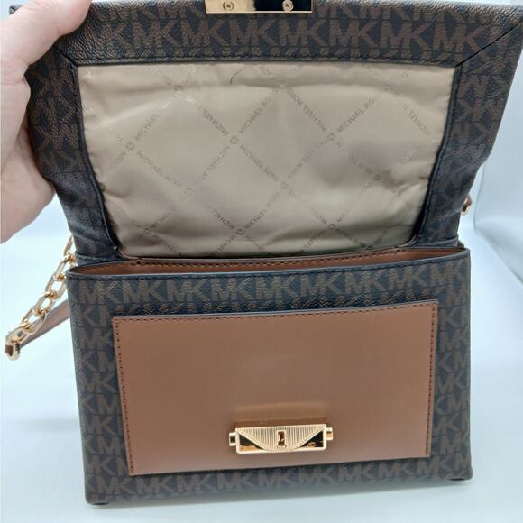 Michael Kors Medium Cece Signature Chain Shoulder Bag and Wallet Set Brown - Picture 5 of 16